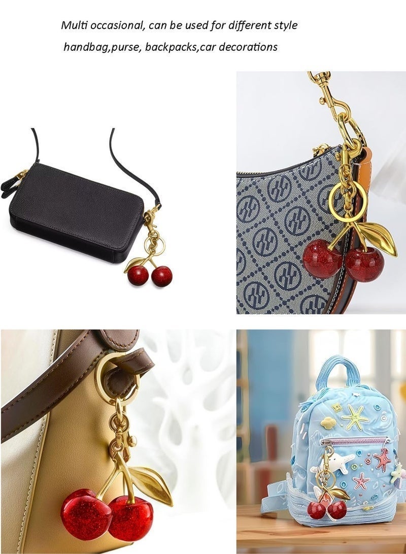 BLLE ROWN Cherry Bag Charm Purse Charms Keychain- Car Cherry Accessories Bag Accessory keychians Gifts for Women Purses Bags Handbags Wallets Backpacks - Image 5